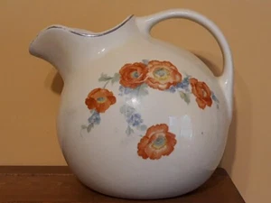 Vintage HALL CHINA ORANGE POPPY 1930's TILT BALL PITCHER 633 ICE LIP 2 QUART USA - Picture 1 of 15