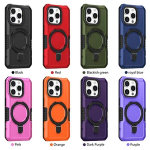Armor Hybrid Ring Stand Phone Case For iPhone 15 14 13 12 11 Pro Max XR X 7 8 SE - Picture 1 of 20