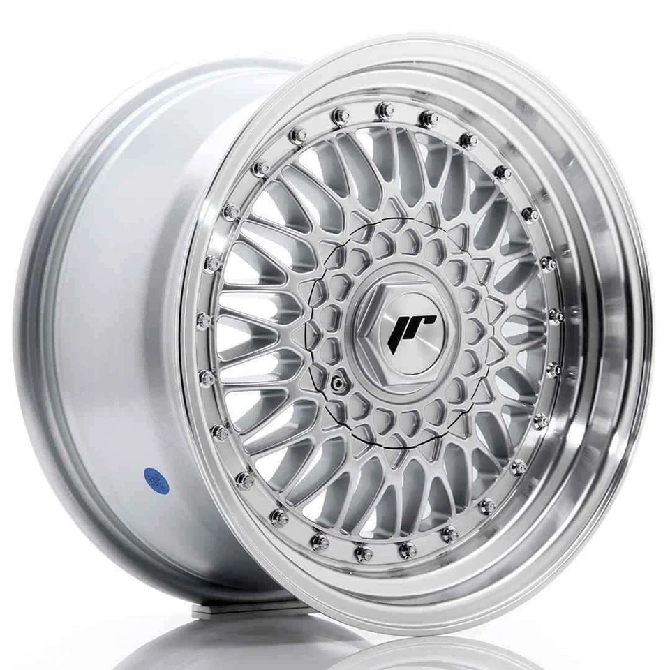 JR WHEELS JR9 16x8 ET25 4x100/108 Silver w/Machined Lip+Silver Rivets - Bild 1 von 1
