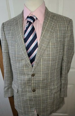 Chaqueta Blazer Samuelsohn Abrigo Deportivo Marrón Cuadros Mezcla Seda Minorista $795 40R  Foto 1 de 4