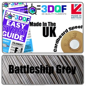 3DQF UK Manufactured Battleship Grey 3D Printing Filament 1.75mm PLA 1KG   - Picture 1 of 7