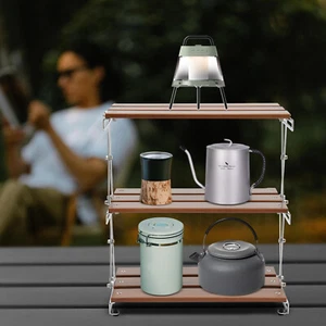 Camping Kitchen Table Picnic Cabinet Folding Cooking Storage Rack Portable - Picture 1 of 6