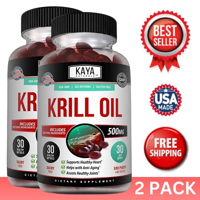 (2 Pack) Krill Oil 30ct, EPA, DHA, with Astaxanthin, Joint Function - Image 1 of 4