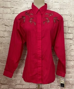 Camicia western vintage Wrangler donna M rosa caldo Dolman anni 80/90 nuova danza quadrata - Foto 1 di 11