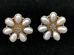 Julie VOS Collection Ohrclips Lavendel Perle Blume goldfarben - Bild 1 von 10