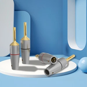 Pair 99.998% Pure Copper 4N Banana Connectors HiFi Audio Plug Cable Adapters DIY - Picture 1 of 28
