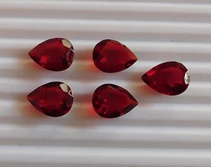 29 Cts 5 Pcs Lab Created Garnet Pear Cut Loose Gemstone 12X16 MM H-1296 - Picture 1 of 2