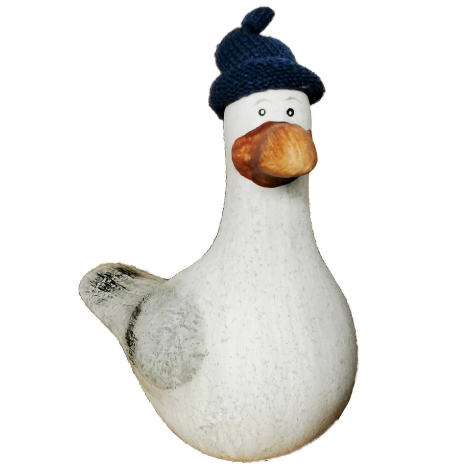 Möwe mit Strickmütze Dekofigur Hinnerk Keramik Maritim Vogel Meer Küste Strand - Bild 1 von 4