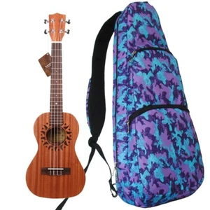 Borsa gig 24" modello concerto stampa ukulele imbracatura (VIOLA/BLU NUVOLE) - Foto 1 di 6