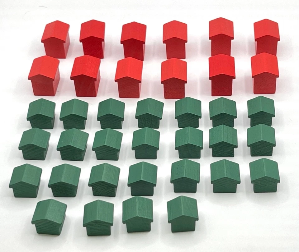 Monopoly Deluxe 32 Casas de Madera y 12 Hoteles Juego Edificios de Repuesto Foto 1 de 1