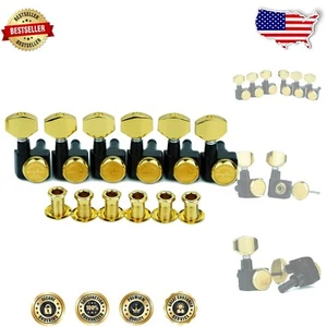 Premium Locking Tuner für Akustik- & E-Gitarren - 6 Stück, Gold & Schwarz - Bild 1 von 7