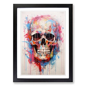 Skull Gestural Framed Canvas Wall Art Print Poster Picture, Home Decor - Picture 1 of 8