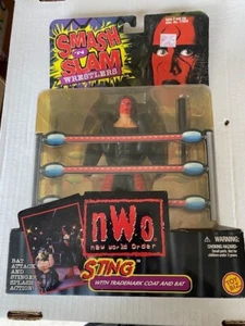 1999 NEW SMASH 'N SLAM WRESTLERS WCW NWO WOLF PACK STING RED FACE FIGURE+BAT BXB - Picture 1 of 1