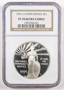 1996 S National Community Service Silver Dollar NGC PF70 Ultra Cameo - Picture 1 of 3