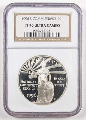 1996 S National Community Service Silver Dollar NGC PF70 Ultra Cameo - Image 1 of 3