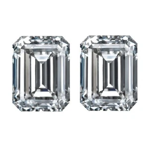 Par de diamantes CVD sueltos cultivados en laboratorio 6x8 mm corte esmeralda VVS1 - certificado F - Imagen 1 de 1