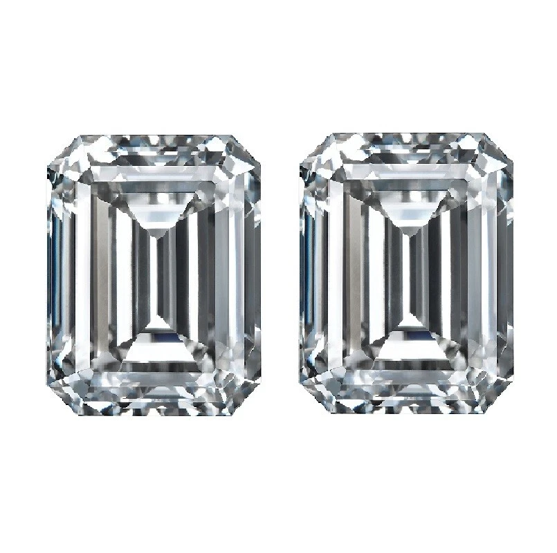 Loose Lab-Grown CVD Diamond Pair 6x8 mm Emerald Cut VVS1 - F Certified - Image 1 of 1