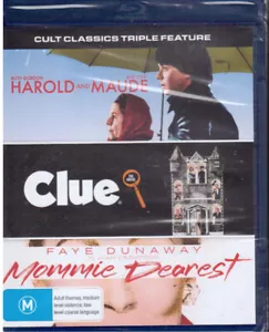 Harold and Maude Mommie Dearest Clue Cult Classics Blu-Ray NEW Faye Dunaway - Picture 1 of 2