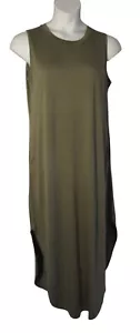 Anrabess L Olive Green Knit Sleeveless Maxi Dress POCKETS - Picture 1 of 3