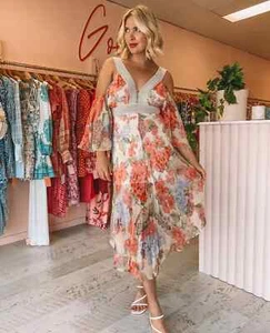 ALICE MCCALL THE DREAMER BEIGE SILK MIDI DRESS SIZE 10 AU/UK (US 6) - Picture 1 of 7