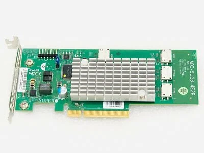 Низкий кронштейн Supermicro AOC-SLG3-4E2P PCIe надстройка 6,4 ГБ/с четырехпортовый Gen-3 NVMe - Изображение 1 из 4