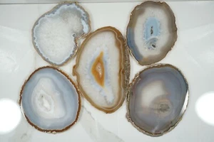 FETTA AGATA INDACO minerale cristallo naturale pietra viva 7 chakra corona reiki - Foto 1 di 1