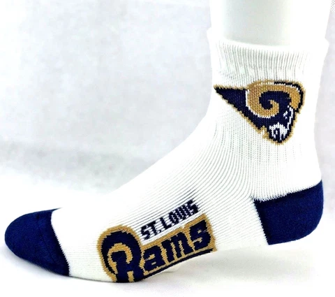 St. Louis Rams Football White & Navy Deuce Quarter Socks Cover