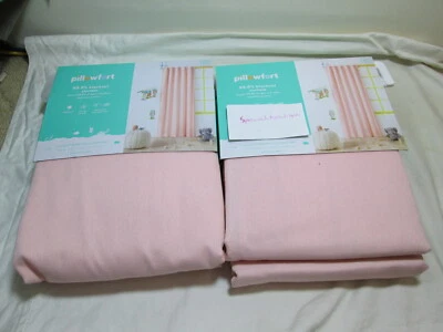 New Pillowfort Blackout Curtains Panels Two (42"x84") ~ Light Pink Twill New - Image 1 of 4