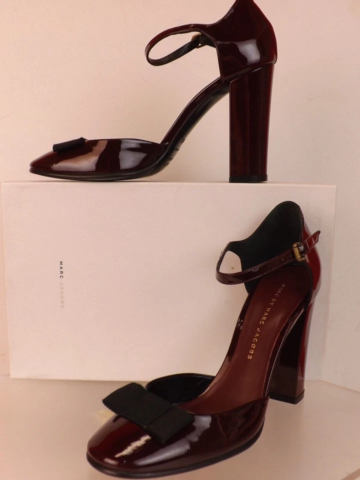 Marc Jacobs Green Patent Glitter Leather Ankle Strap Wedge Heel PUMPS 39