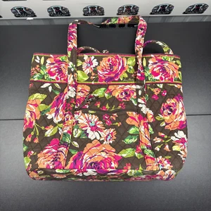 Vera Bradley Suzani Black Tote Bag Floral Vintage Retired Quilted Cotton Large - Picture 1 of 7