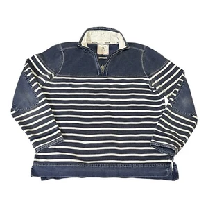 Felpa Fat Face Airlie 1/4 quarto zip uomo M blu medio righe nautiche - Foto 1 di 14