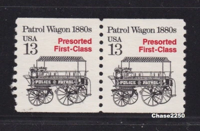 Scott #2258 Patrol Wagon 1880s - Transportion Series 13c (Coil PAIR) 1988 MNH - Image 1 of 2
