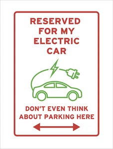 My Electric Vehicle Parking Space Only Don't Think About Parking Sign Joke Car - Picture 1 of 2