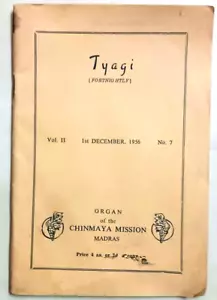 INDIA SPIRITUAL MAGAZINE: TYAGI VOL II 1st DEC 1956 NO.7 CHINMAYA MISSION MADRAS - Picture 1 of 6