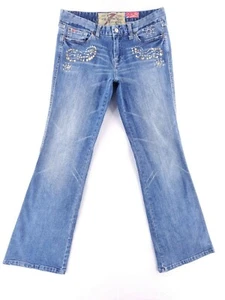 7 FOR ALL MANKIND Great China Wall Jeweled Embellished Bootcut Jeans Size 30 - Picture 1 of 10