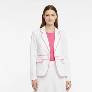 Lilly Pulitzer White & Pink Long Sleeve Janice Jacket Blazer New Size 6 - Picture 1 of 10