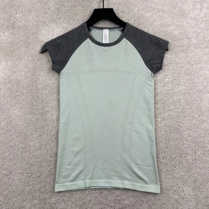 Camicia Ivivva Lululemon bambina taglia 10 verde grigio manica corta pullover performance - Foto 1 di 8