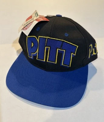 NWT Vintage 90s Pitt Panthers Collegiate Sports Snapback Hat NEW W Tags. - Image 1 of 4