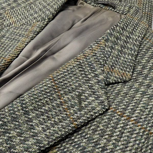 Mint Ermenegildo Zegna Tweed Green Plaid Side Vent Jacket Size EU 48 US 38 - Picture 1 of 14