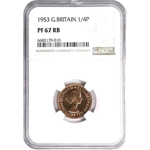 1953 Great Britain Coronation Proof 1/4 Penny, Farthing, PR 67 RB, KM-881 Superb - Picture 1 of 2