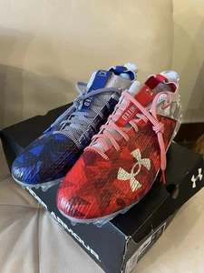 Under Armour Cleats Mens 12  Blur Smoke 2.0 MC LE USA Football Red White Blue - Picture 1 of 7