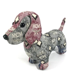 MCM Studded Collar logo dog Doll Interior Studs Plush Doll Canvas Multicolore - Picture 1 of 11