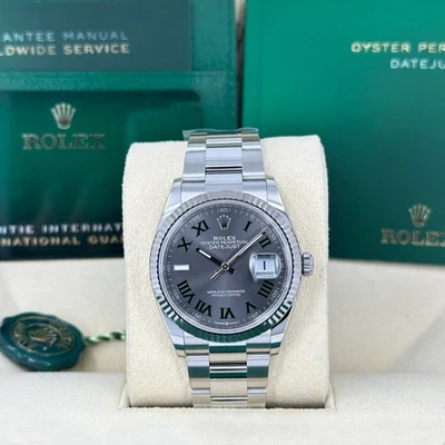 Juego completo Rolex Datejust 2025 36 mm, verde pizarra romano, ostra, 126234 sin usar Foto 1 de 4