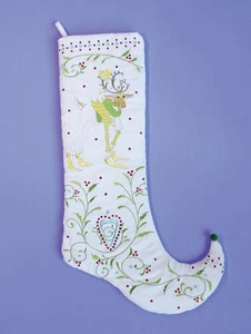 Patience Brewster 28" Krinkles Dash Away Prancer Christmas Stocking - Picture 1 of 2