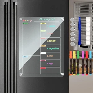 Weekly Calendar Meal Planner for Fridge Magnetic Acrylic Menu Dry Erase Board - Picture 1 of 7