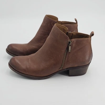 Lucky Brand Basel Brown Toffee Barillos Ankle Booties Boots Women 8 M Leather - Image 1 of 4