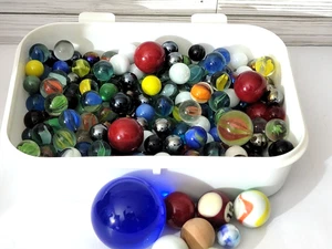 Glasmurmeln Konvolut 3,5 Pfund Nachlass Fund verschiedene Größen Farben Muster #2C - Bild 1 von 7