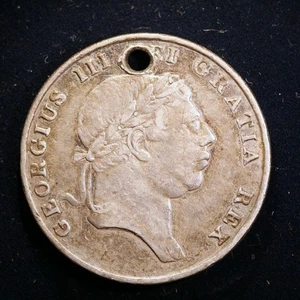 SILVER BANK TOKEN - Great Britain, 1 S. 6D., 1813, KM-Tn3, VF CONDITION w/HOLE - Picture 1 of 2