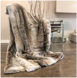 Faux Fur Throw Blanket Super Soft Oversized Thick Warm Afghan Reversible to Plus - Picture 1 of 6