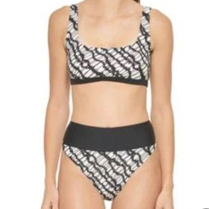 DKNY Black White Printed Bikini NWT Medium - Picture 1 of 15